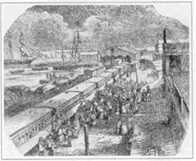 Puerto de tránsito hacia California en Panamá. 1856.