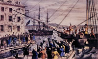 Destrucción del té en el Puerto de Boston.