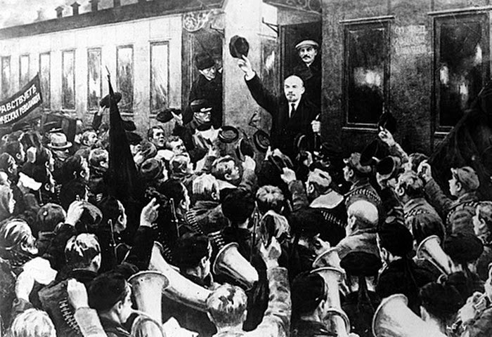 Llegada de Lenin a la Estacion Finlandia, en Petrogrado, en abril 1917